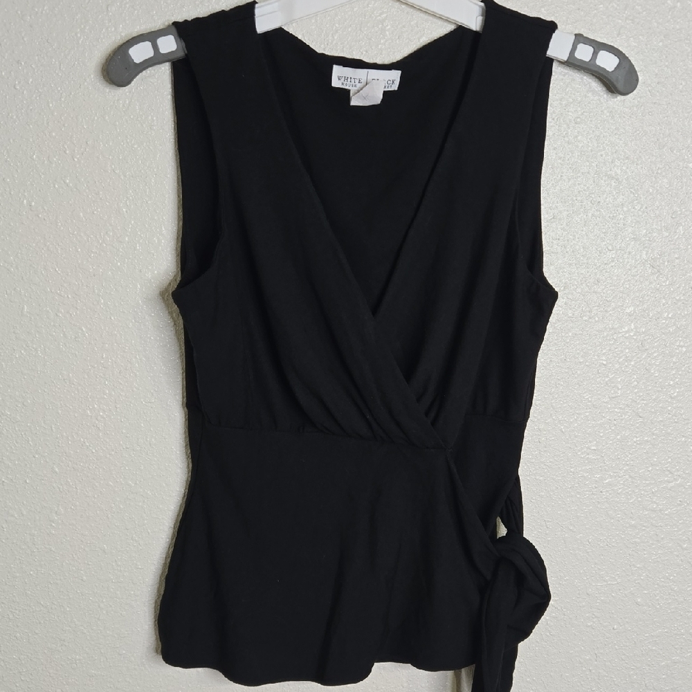 White House Black Market Black Wrap Blouse - Picture 1 of 3